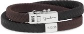 SILK Jewellery - Bracelet Argent - Alpha - 258BBR.21 - cuir marron / noir - Taille 21