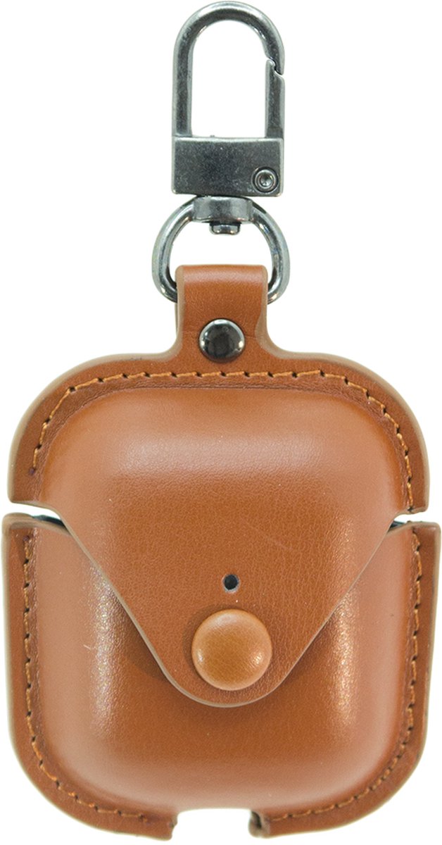 Premium Hoesje Geschikt Voor Airpods 1 / 2 Case Bruin Oplaadcase Leer