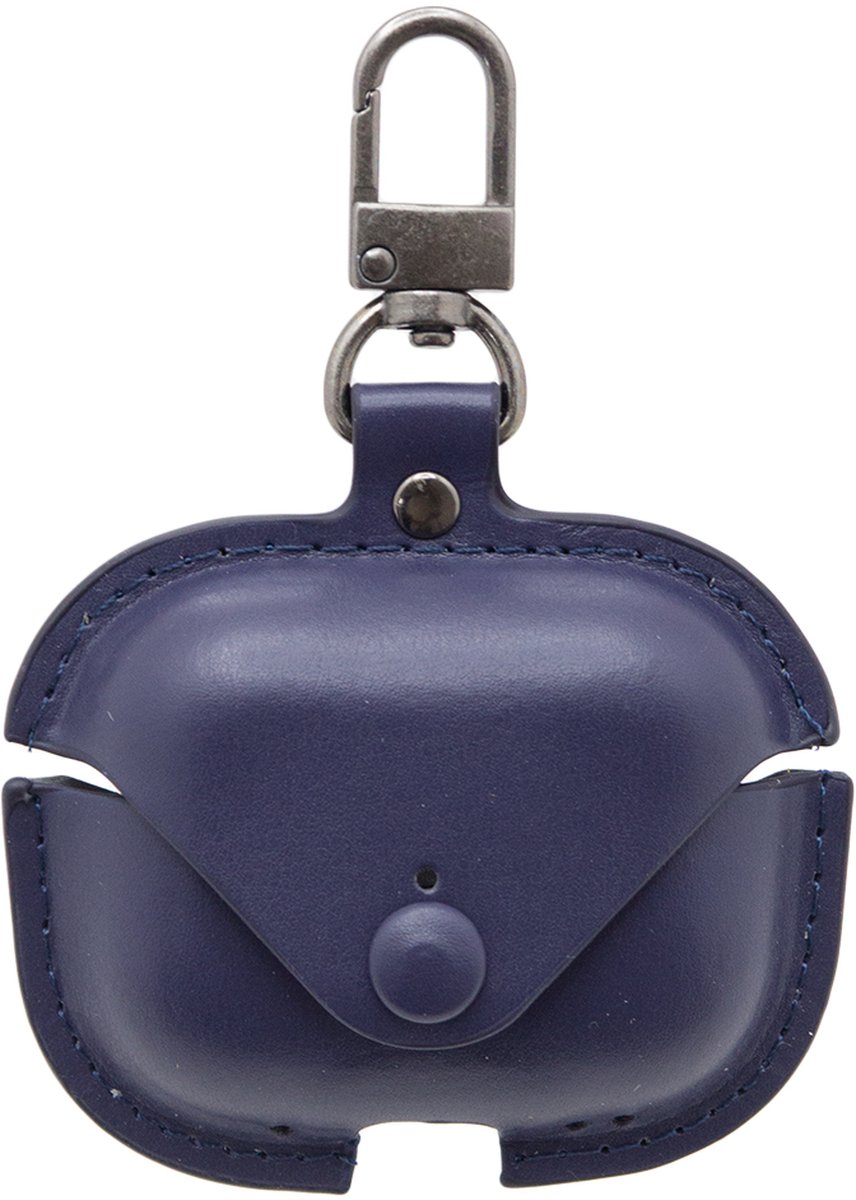 Premium Hoesje Geschikt Voor Airpods Pro 2 Case Blauw Oplaadcase Leer