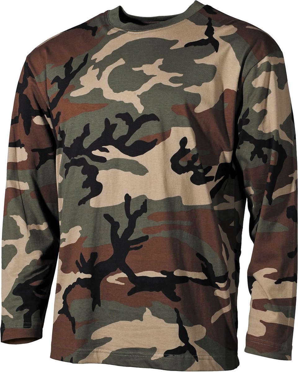 MFH US shirt Lange mouwen – 170 g/m² Woodland Camouflage