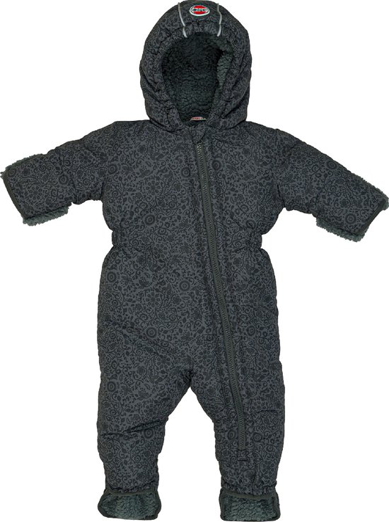 Lodger Baby Skipak - Wind en Waterdicht - gevoerd met fleece gevoerd - Diagonale Rits met Capuchon - maat 86 Zwart