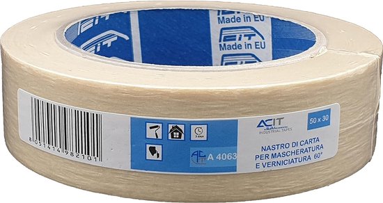 Toolland Afplaktape, zelfklevend, laat geen lijmresten na, 3 rollen, 30 mm x 50 m | bol