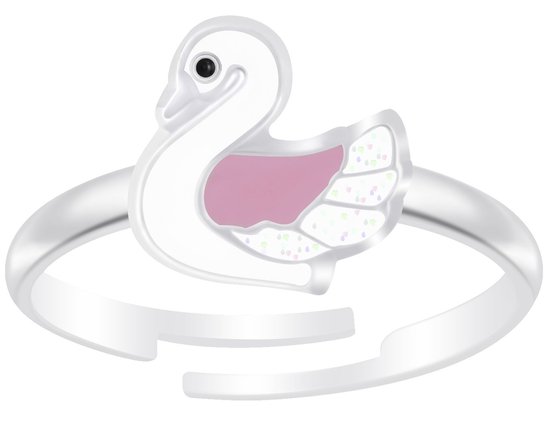 Joy|S - Zilveren zwaan ring - verstelbaar - voor kinderen