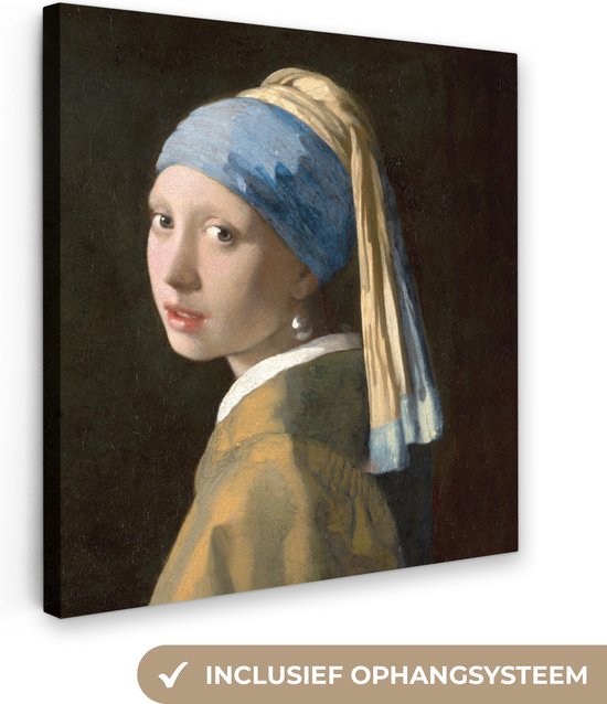 Canvas - Schilderij Meisje met de parel - Schilderij - Oude meesters - Vermeer - 20x20 cm - Kamer decoratie - Woonkamer