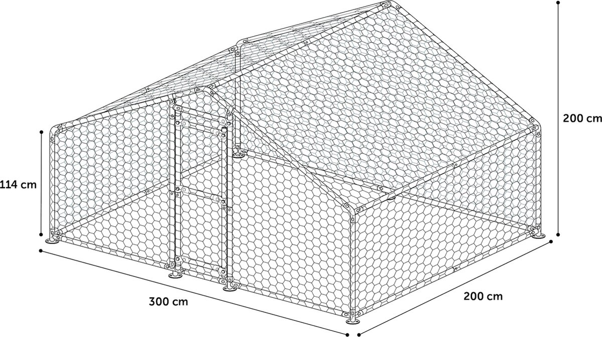 Flamingo Ren Doerak - Zilver - 2 x 3 x 2 m - Buitenren voor pluimvee en konijnen - Stevig, flexibel en eenvoudig aan te passen thumbnail 4