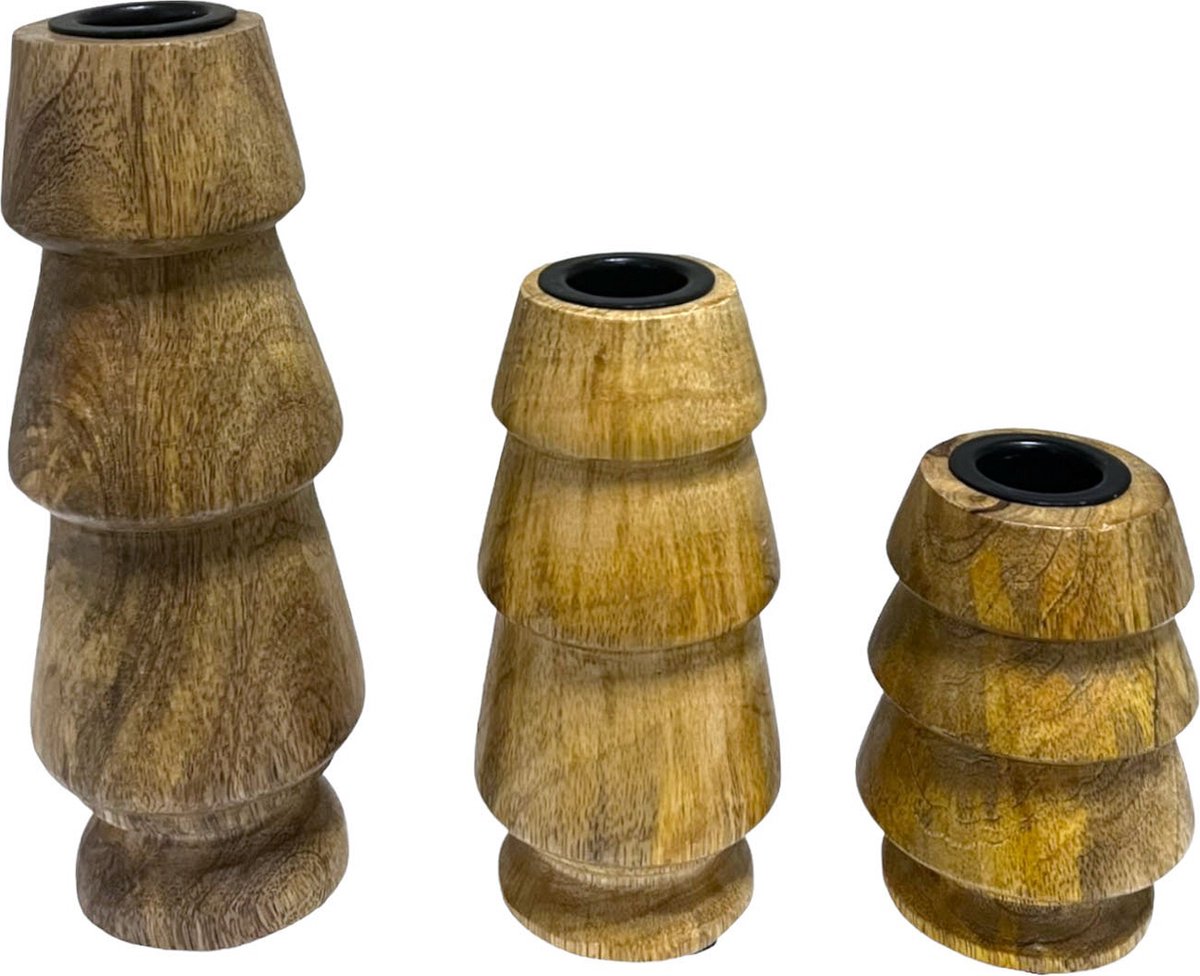 Home Society Kandelaar Ysa set van 3 licht bruin met eventueel verkleuringen