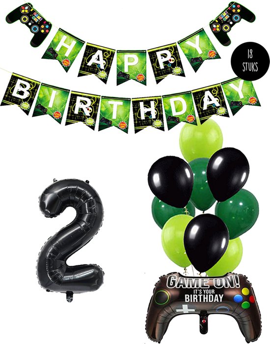 Numéro Ballon 2 jeu vidéo Thema d'anniversaire – Snoes Gamers décorations de fête d'anniversaire