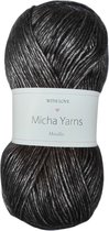 Micha Yarns - metallic 57% acryl 43% polyester garen - 5 bollen - 5 x 100gram - 285 meter per bol - Zwart (000)