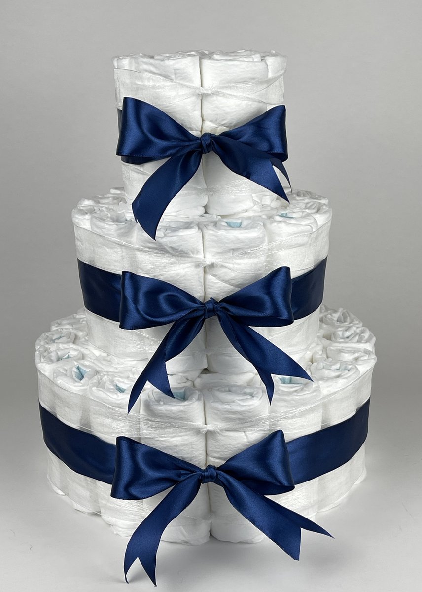Chouette-Chouette | Luiertaart Jongen | Kraamcadeau | Geboorte Jongen | Babyshower | Basic 64 donker Blauw