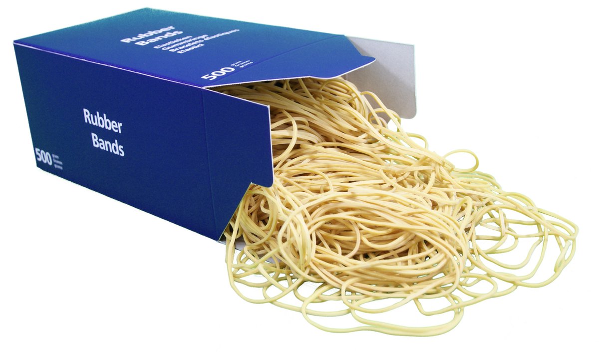 500 gram - elastiekjes - Ø100mm (160x1,5) - breedte 1,5mm - doos - naturel - ca 625 stuks