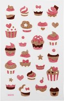 Glitter stickers - cupcakes - 10x16 cm - 1 vel