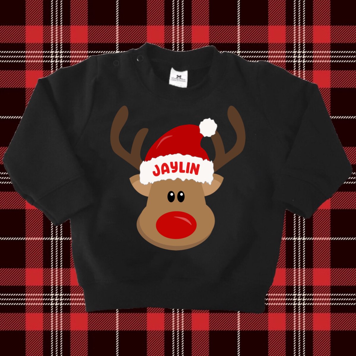Foute Kersttrui-Sweater kind met naam-Rudolf het rendier-Kerst Cadeautje-Maat 68