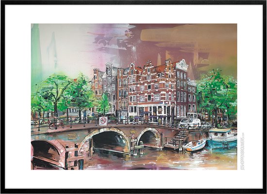 Amsterdam city print 71x51 cm *ingelijst & gesigneerd