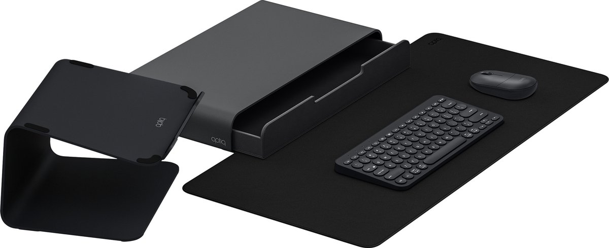 Aptiq complete werkplek set – inclusief monitor- en laptop standaard - draadloos Bluetooth – ergonomisch – design – QWERTY – Black