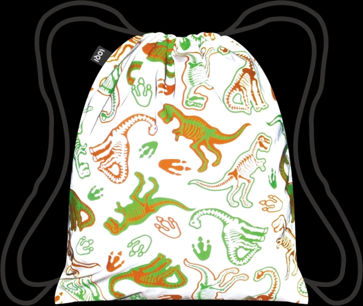 LOQI Backpack Medium - Dinosaur Skeleton reflecterend