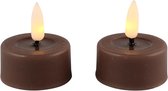 Bougies chauffe-plat - taupe - 4,5x5,5 cm - 2 pièces - bougies chauffe-plat - Bougies LED à flamme vacillante - Bougie LED - Bougies chauffe-plat LED