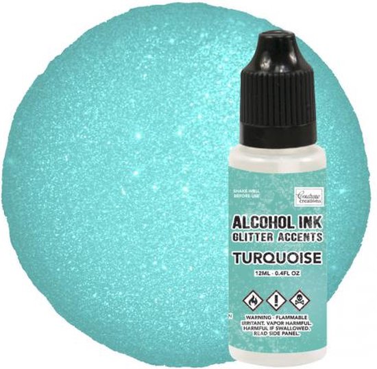 Alcohol Ink Glitter Accents Turquoise