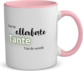Akyol - voor de allerbeste tante van de wereld koffiemok - theemok - roze - Tante - de beste tante - verjaardagscadeau - verjaardag - cadeau - cadeautje voor tante - tante artikelen - kado - geschenk - gift - 350 ML inhoud