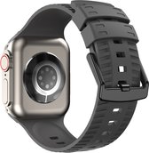 Siliconen bandje - geschikt voor Apple Watch Series 1/2/3/4/5/6/7/8/9/SE/SE 2 met case size 38 mm / 40 mm / 41 mm - donkergrijs