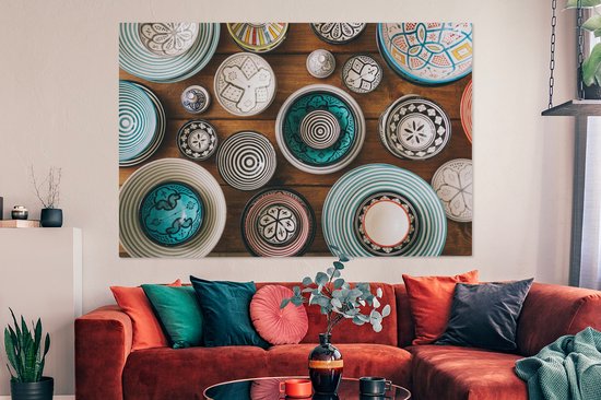 Peinture sur toile 150x100 cm - Décoration murale Image de vaisselle prise d'en haut - Décoration murale murale salon - Décoration chambre - Accessoires de chambre - Peintures