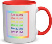 Akyol - lgbtq cadeau - koffiemok - theemok - rood - Lgbt - queer - mok met opdruk - lgbt - love is love - pride month - lgbtq vlag - gay pride - koffiemok met tekst - opdruk - leuke pride spullen - verjaardag - cadeau - gift - 350 ML inhoud