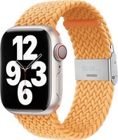 Mobigear Watch bandje geschikt voor Apple Watch Bandje Nylon Klemsluiting | Mobigear Braided - 49/45/44/42 mm - Oranje