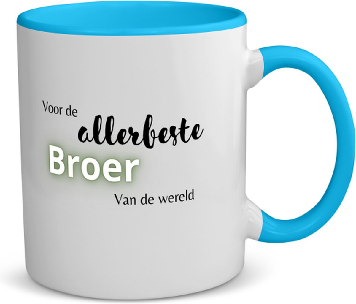 Akyol - voor de allerbeste broer van de wereld koffiemok - theemok - blauw - Broer - de beste broer - verjaardagscadeau - verjaardag - cadeau - cadeautje voor broer - broer artikelen - kado - geschenk - gift - 350 ML inhoud