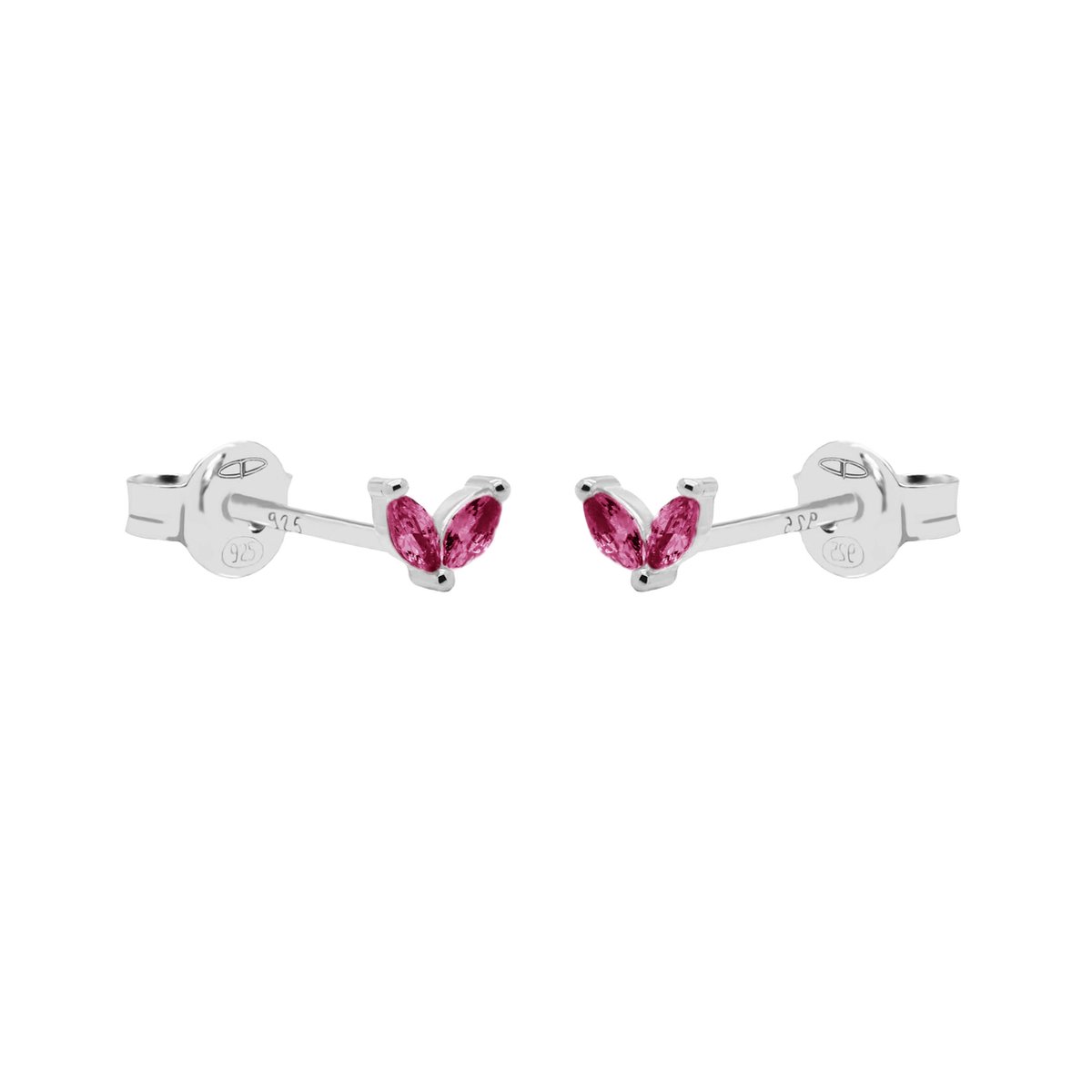 Karma Oorknoppen Tiny Double Leaves Ruby