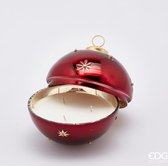 EDG - Glazen Kerstbolkaars met sterren in glas D13 - rood