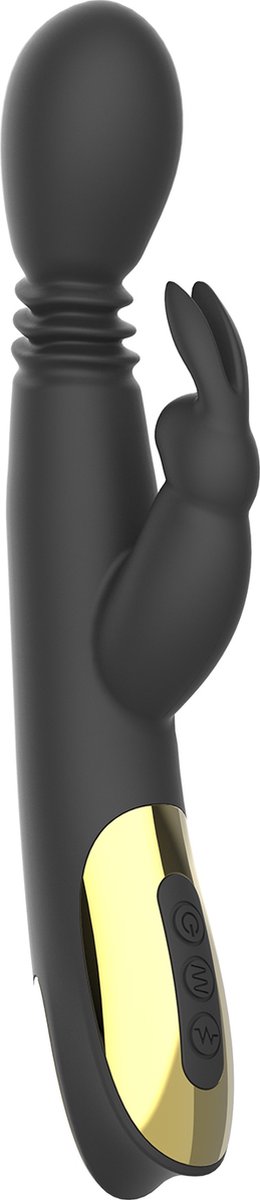 Goedkoopste Extreme Rabbit - roterende en stotende vibrator - verwarmt tot 42ºC - zwart