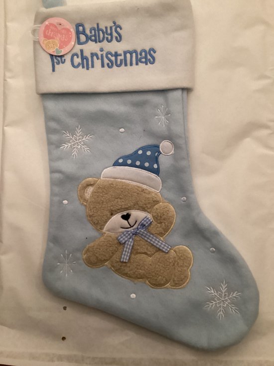 Grand bas de Noël 40 cm ROSE bébés premier Noël