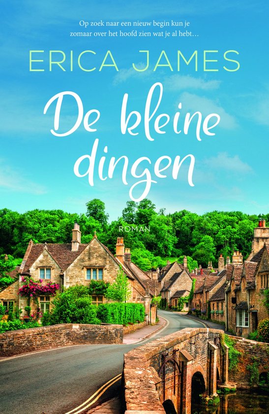 Boek "De kleine dingen" van Erica James, met een idyllisch dorpje en lucht.