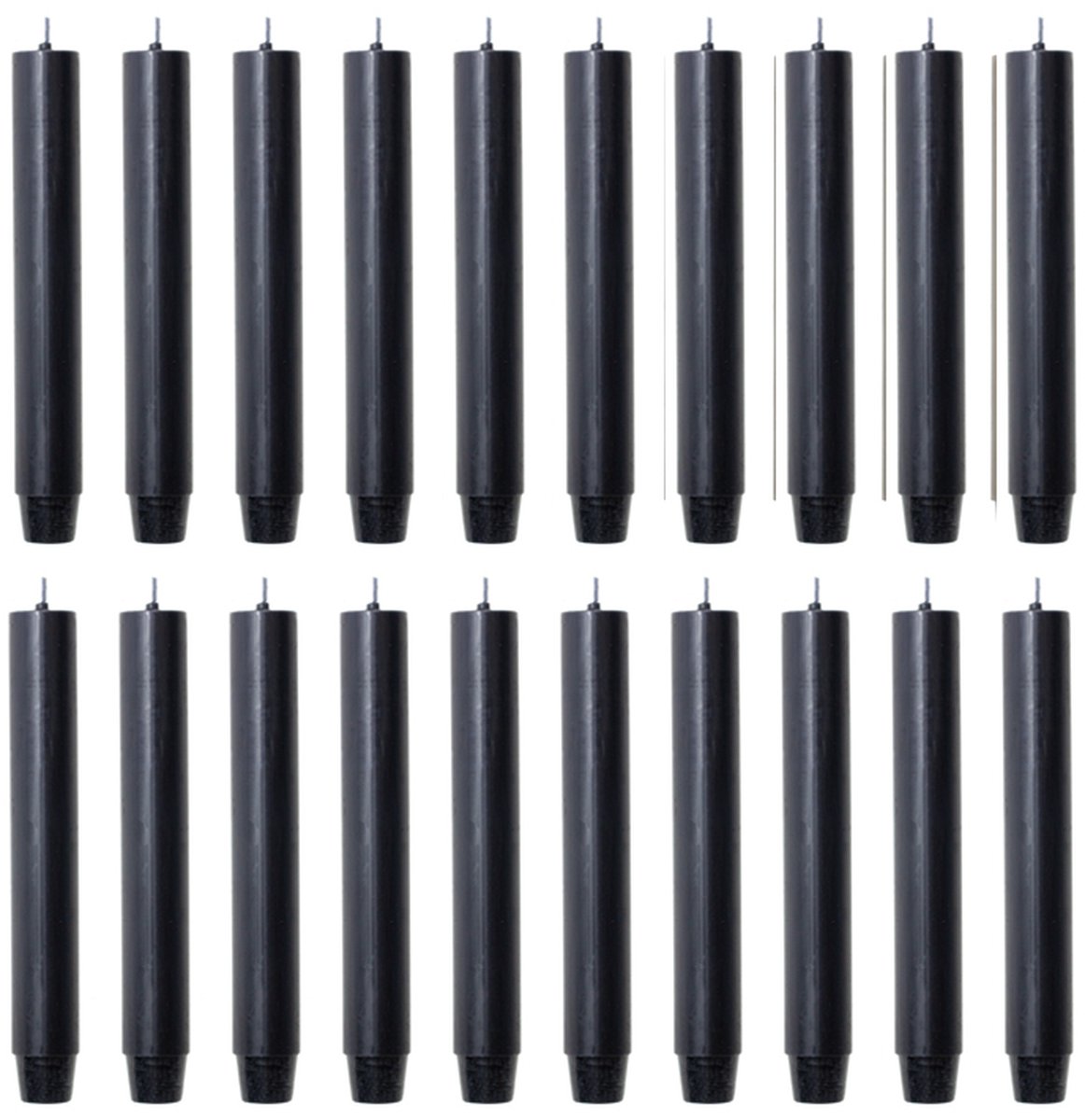Rustik Lys chique mooie dinerkaarsen pak van 20 stuks 2.6 x 18 cm in de kleur Zwart