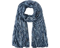 Nouka Blauwe Dames Sjaal– Warme & Lichte Sjaal – met Gouden Accenten – Alle Seizoenen – 70 x 180 cm