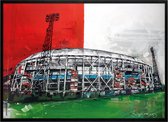 De Kuip Rotterdam voetbalstadion print 71x51 cm *ingelijst & gesigneerd