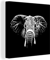 Tableau Toile Éléphant - Animaux - Zwart - Wit - 20x20 cm - Décoration murale