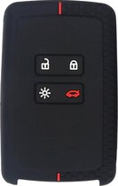 Somstyle Couverture de Clé de Voiture Adaptée pour Clé de Voiture Renault Smartkey à 4 Boutons - Housse de Protection en Siliconen - Housse de Clé - Zwart et Rouge