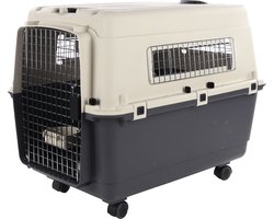 Transportbox hond L 80×57×65 cm – Flamingo Transportkooi Nomad Donkergrijs