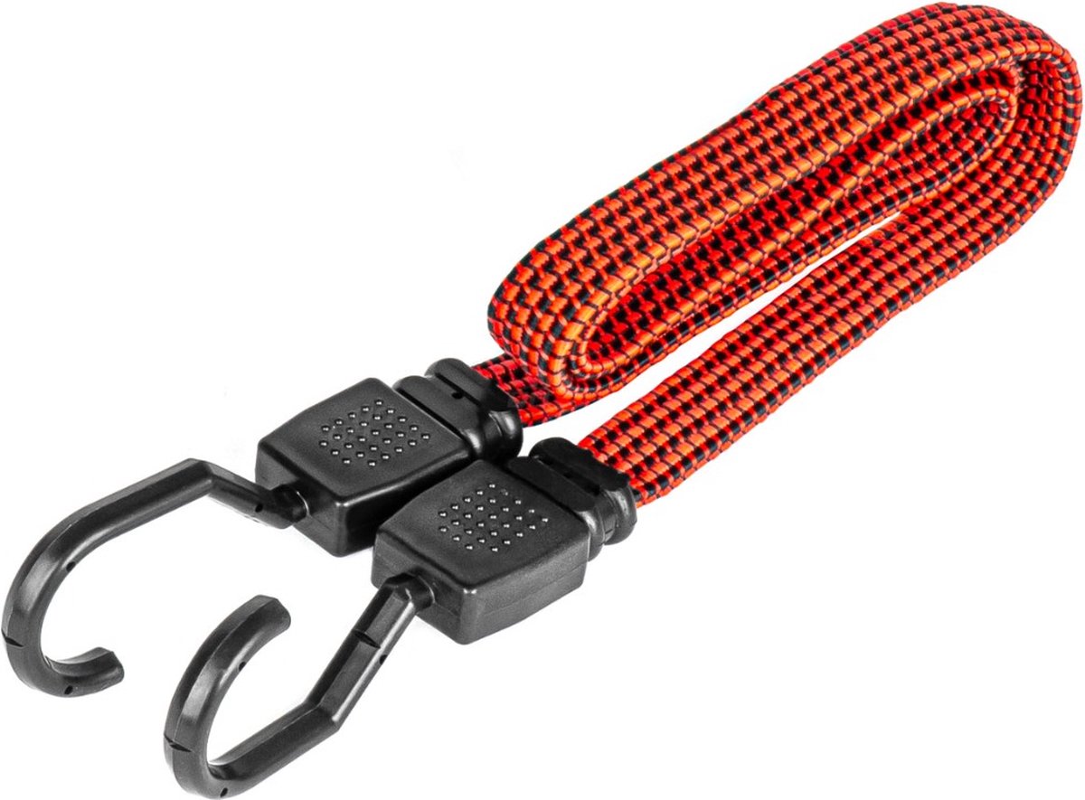 Platte snelbinder met kunststof haken - 80cm - Rood