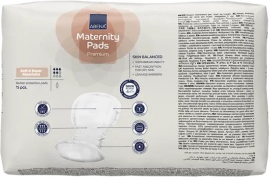 Abena Kraamverband Premium- 15 stuks - Sterk Absorberend - Maximaal comfort - Optimale bescherming - Droog gevoel - Dermatologisch Getest