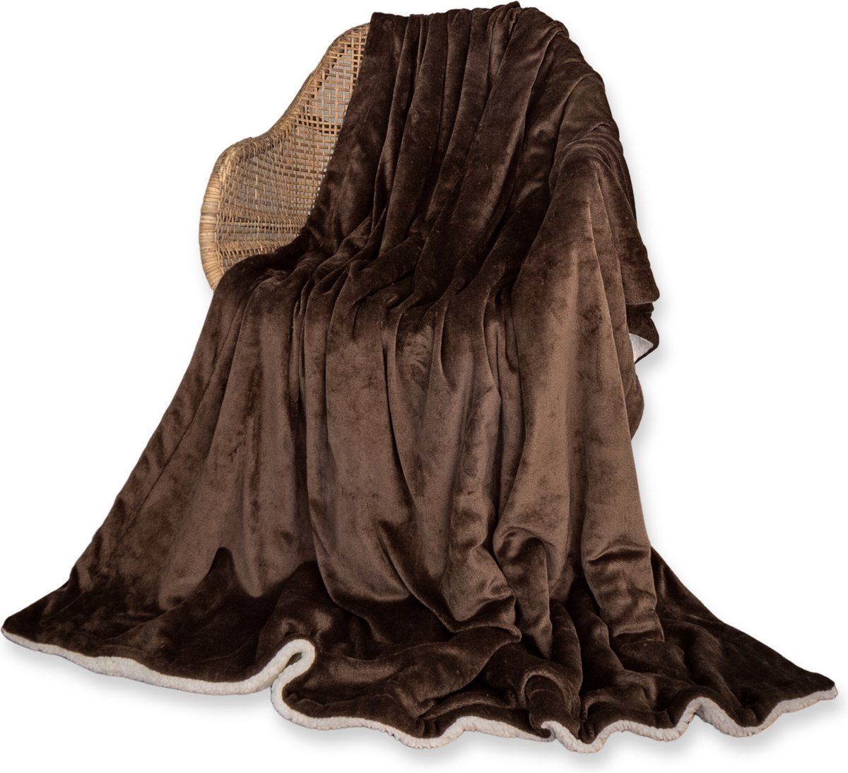EMME Fleece deken voor bank, 150 x 200 cm, enkele flanellen deken, zachte, pluizige, warme, gezellige veelzijdige plaid voor bed, bank, fauteuils, crème