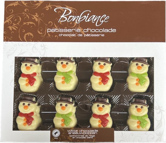 Foto: Bonbiance witte chocolade sneeuwpoppen 540 gram kerst patisserie chocolade