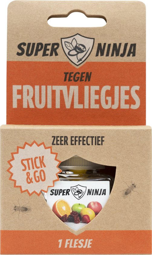Super Ninja Fruitvliegjes Vanger - 1 Fruitvliegjes vallen - Zeer Effectief en Egologisch Fruitvliegjes Bestrijden - Direct Werkzaam, Milieu vriendelijke & Veilige Fruitvliegjesval