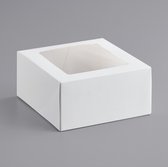 Witte kleine gebaksdozen gemaakt van FSC karton - 16 x 16 x 8 cm (50 stuks)