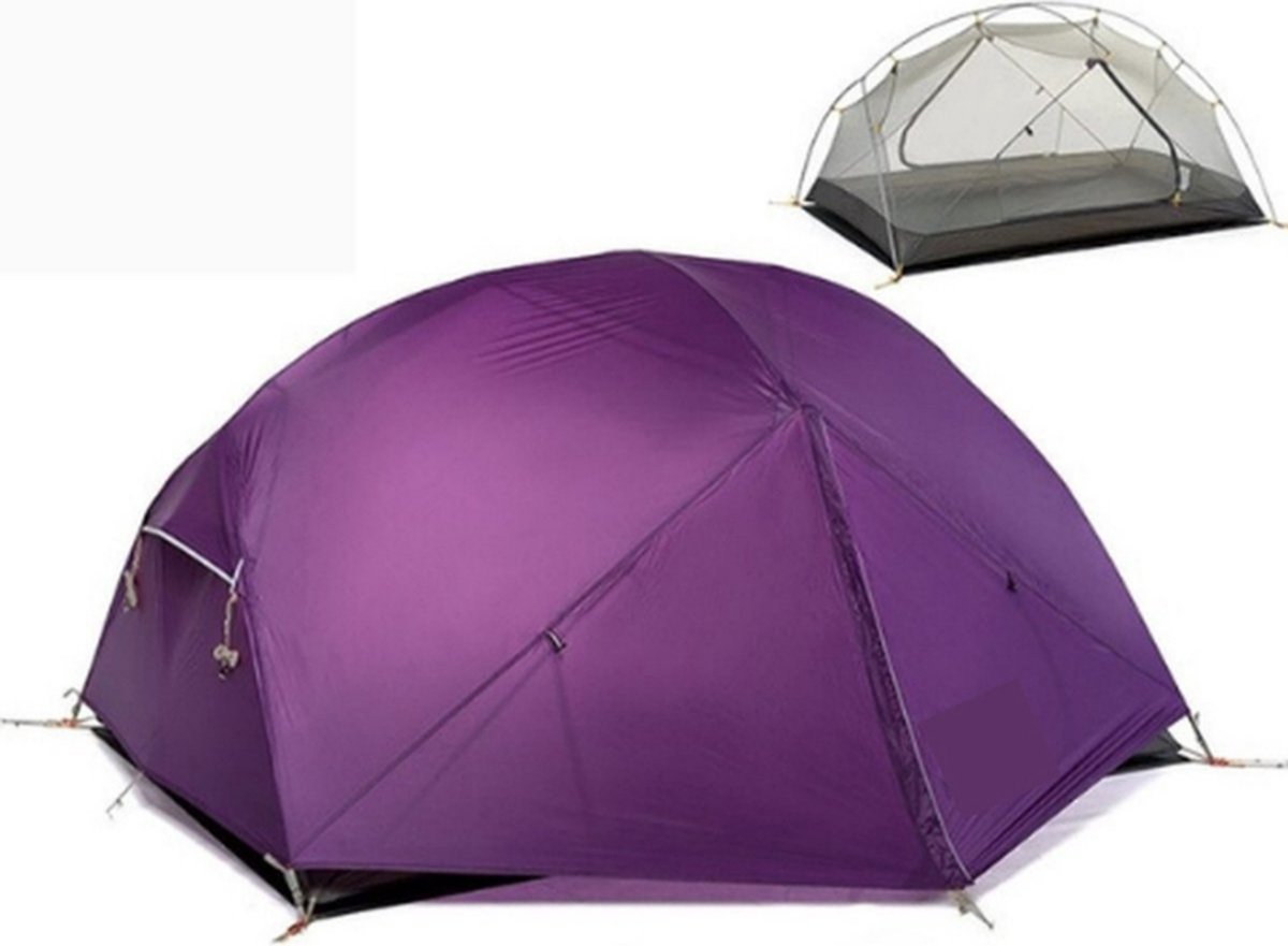 Velox Mongar Tent - Kampeertent - 100% Waterdicht - Lichtgewicht - 2 Persoons - Dubbellaags - Paars