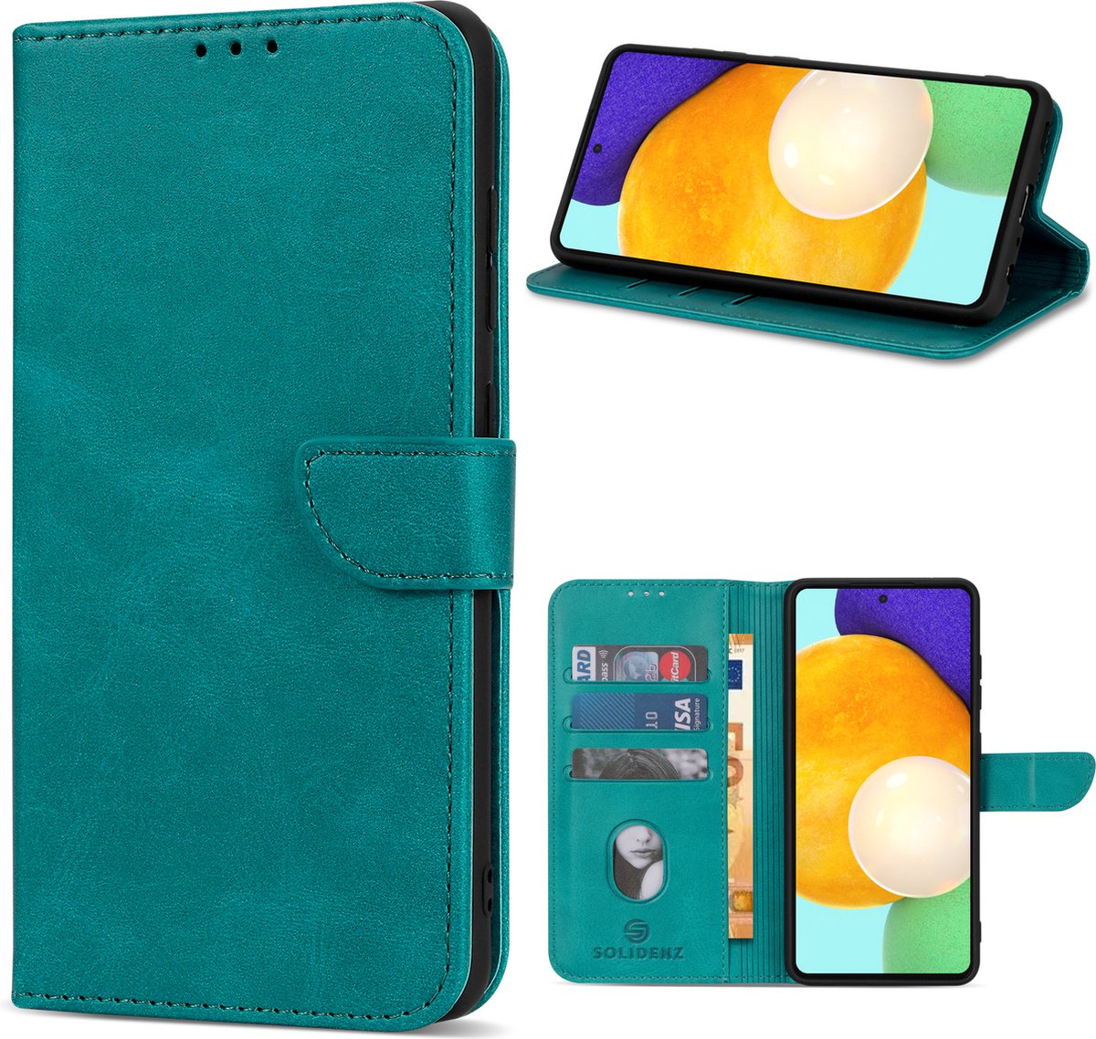 Geschikt Voor Samsung Galaxy S22 Hoesje - Solidenz Bookcase S22 - Telefoonhoesje S22 - S22 Case Met Pasjeshouder - Cover Hoes - Blauw