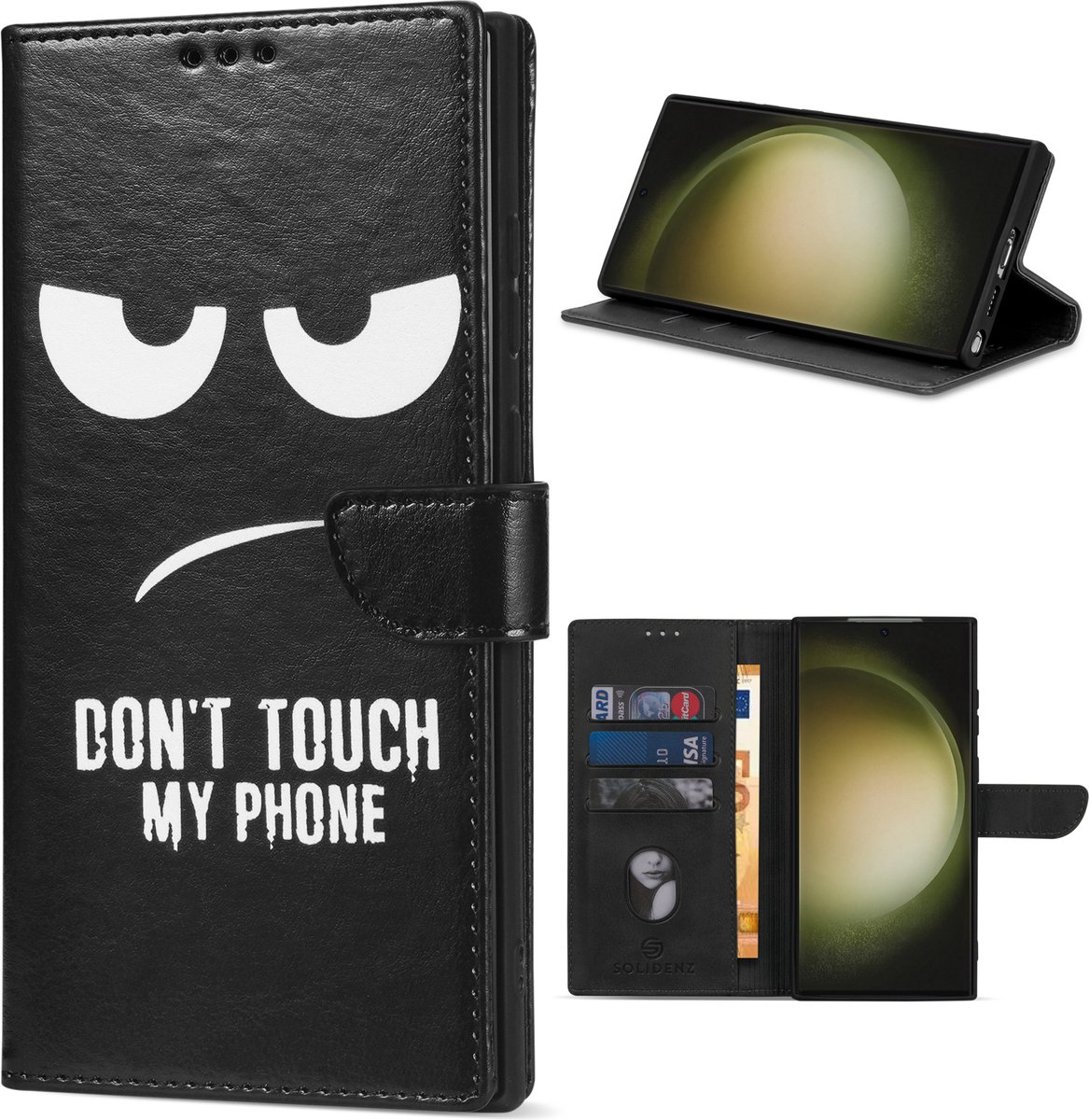 Geschikt Voor Samsung Galaxy S23 Ultra Hoesje - Solidenz Bookcase S23 Ultra - Telefoonhoesje S23 Ultra - S23 Ultra Case Met Pasjeshouder - Cover Hoes - Don't Touch Me