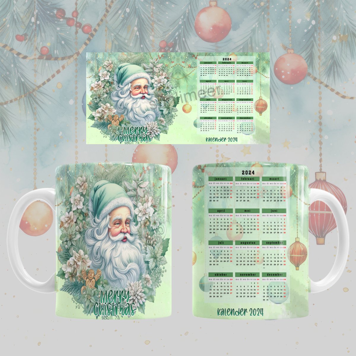 Mok Merry christmas / Vrolijk kerstfeest met de jaarkalender 2024!
