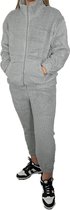 Grijs - Huispak - Teddy - Fleece - [ Maat 38/40 ] - Dames - Joggingpak - Gewatteerd - Fleece vest & Fleece broek - Setje voor volwassenen - Cadeau voor vrouw - Fluffy en Warm
