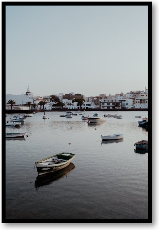 Dorpse Rust op Lanzarote - Kalmte aan de Kust - Fotoposter met Lijst